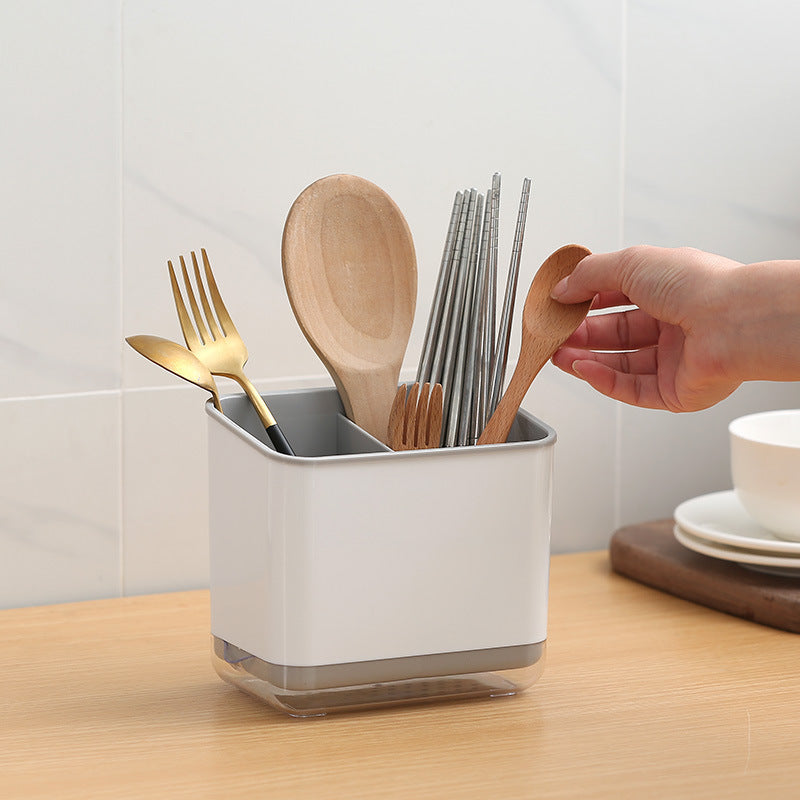 Cutlery Drain Holder With Drip Tray & Removable Chopstick Cage