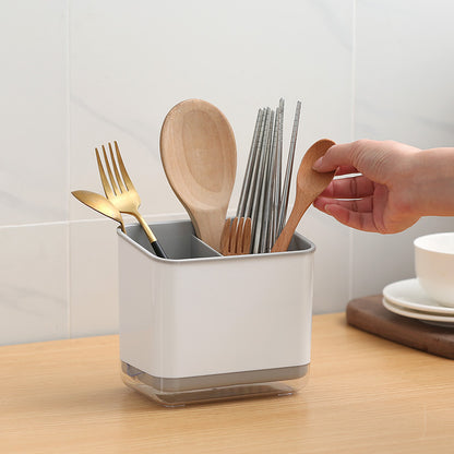 Cutlery Drain Holder With Drip Tray & Removable Chopstick Cage