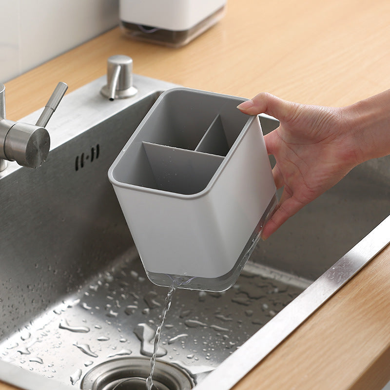 Cutlery Drain Holder With Drip Tray & Removable Chopstick Cage