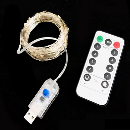 USB Fairy String Lights with Remote - 8 Modes, Timer & Dimmable Glow