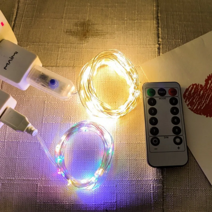 USB Fairy String Lights with Remote - 8 Modes, Timer & Dimmable Glow