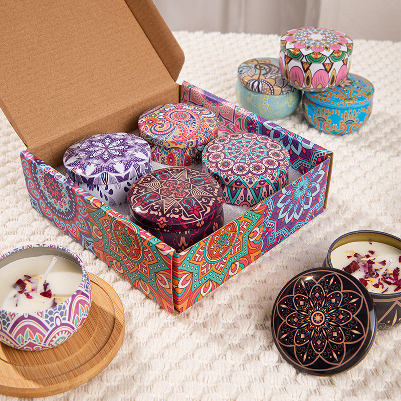 Dried Flower Aromatherapy Candle - Smokeless Soy Wax Tin Candle Set
