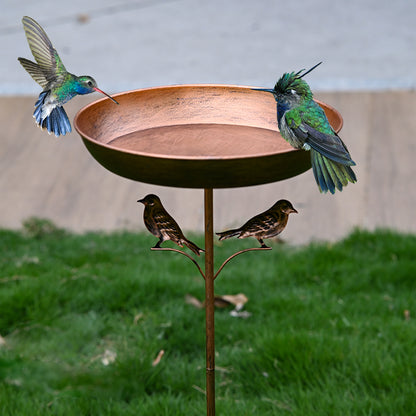 Freestanding Bird Bath & Feeder Bowl - Metal Garden Stake