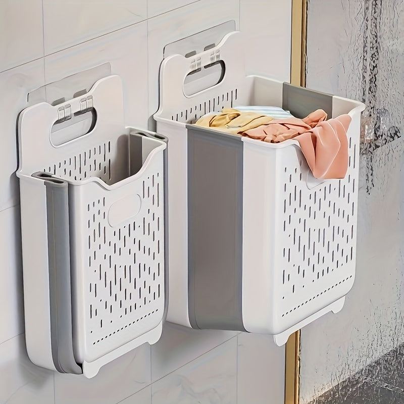 Wall-Mounted Collapsible Laundry Basket, Foldable Vented Hamper