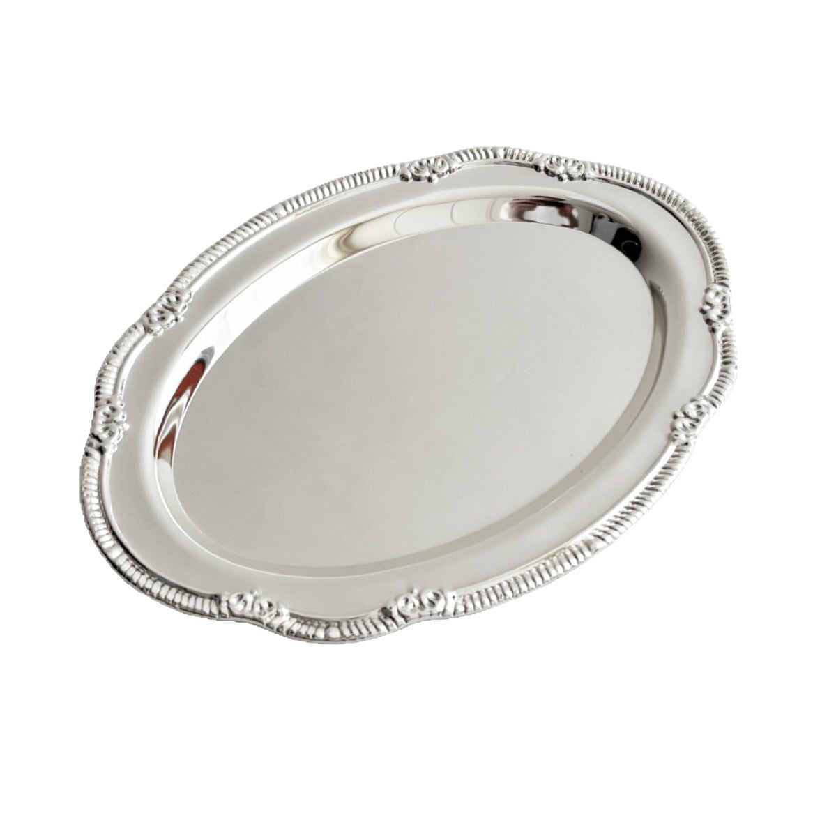 Vintage Embossed Silver Tray - Oval Serving & Jewelry Platter