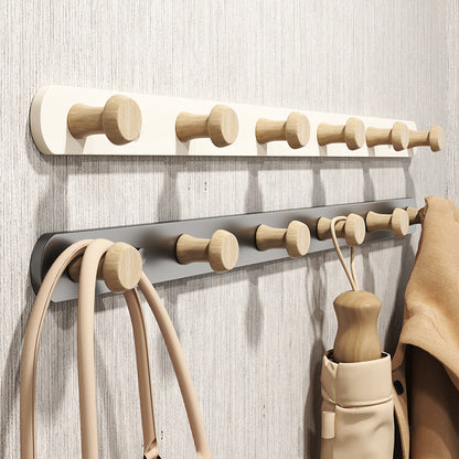 No-Drill Wooden Peg Coat Rack, Wall & Over-Door Entryway Hook Rail