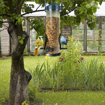 Hanging Outdoor Bird Feeder, Clear Tube Seed Feeding Container
