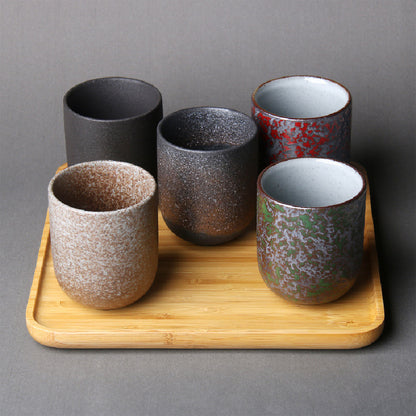 Japanese Ceramic Tea Cups, Stoneware Glazed Mug Set 130ml