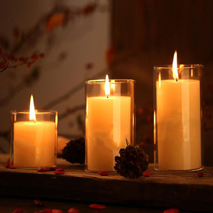 Clear Glass Cylinder Candle Holder - Floating Tealight Wedding Vase