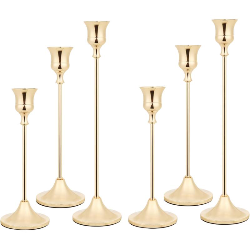 Vintage Taper Candle Holders, Set of 3 Metal Candlestick Stands