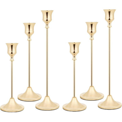 Vintage Taper Candle Holders, Set of 3 Metal Candlestick Stands