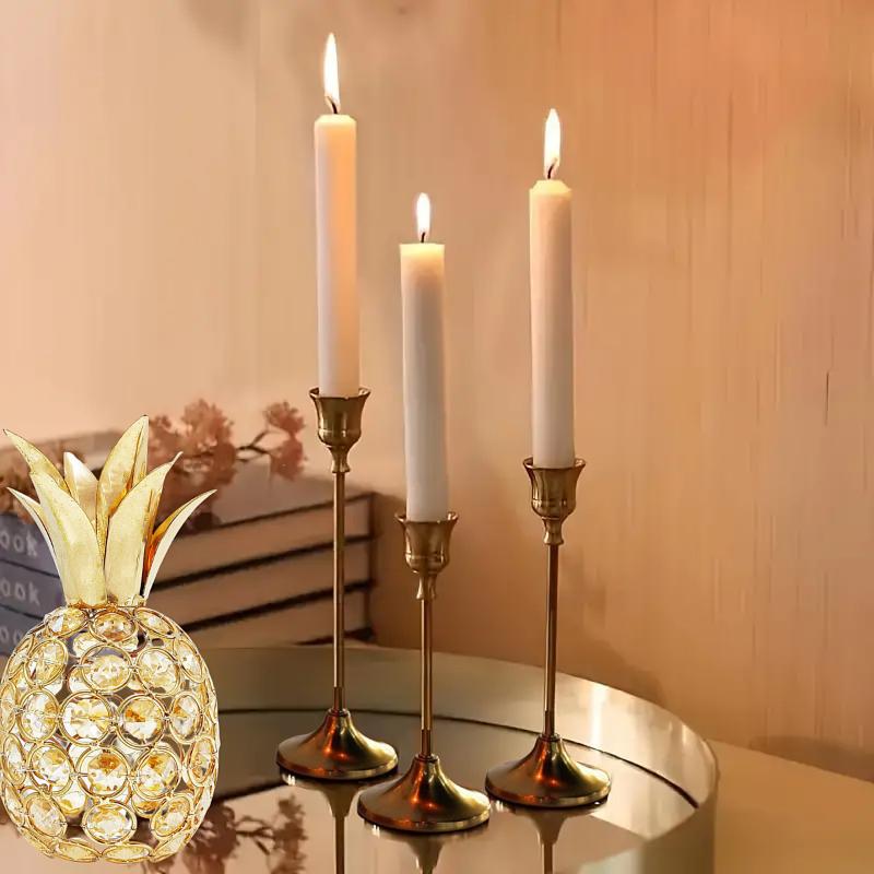 Vintage Taper Candle Holders, Set of 3 Metal Candlestick Stands