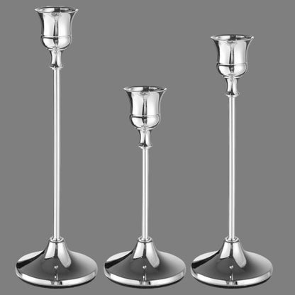 Vintage Taper Candle Holders, Set of 3 Metal Candlestick Stands