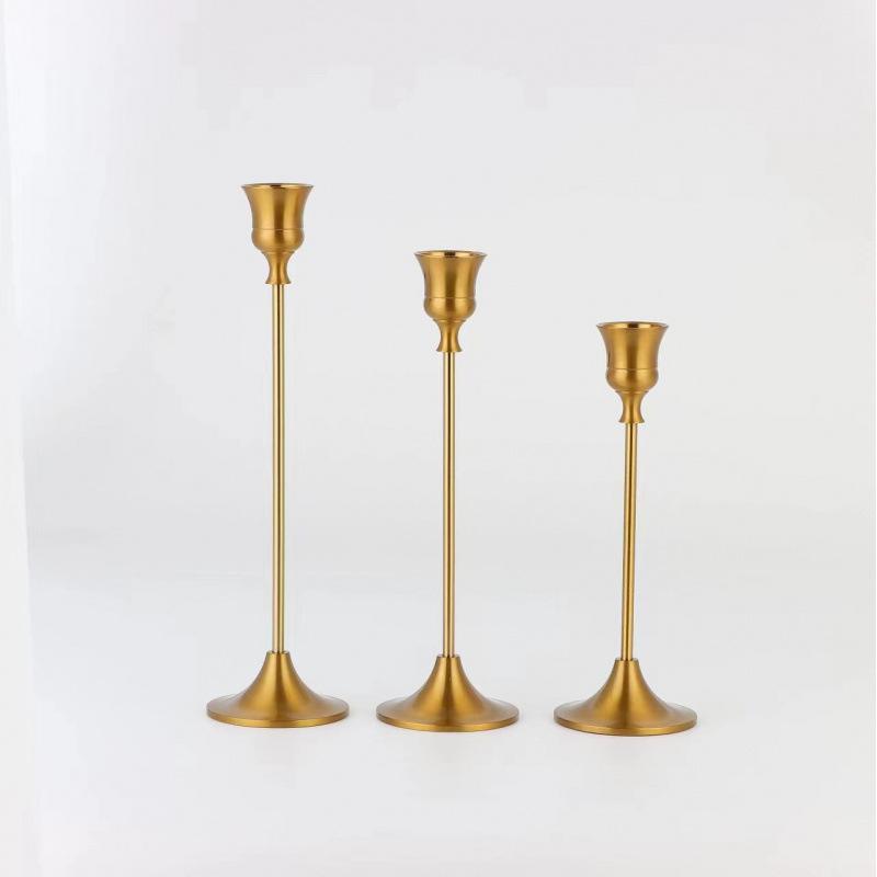 Vintage Taper Candle Holders, Set of 3 Metal Candlestick Stands