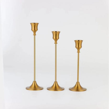 Vintage Taper Candle Holders, Set of 3 Metal Candlestick Stands