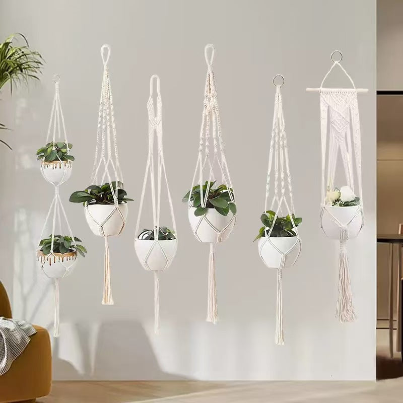 Handmade Macrame Plant Hanger, Boho Hanging Flower Pot Holder