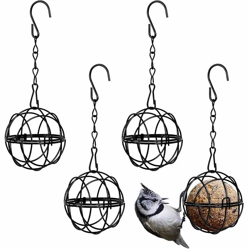 Metal Suet Ball Bird Feeder Hanging Fat Ball Cage for Wild Birds