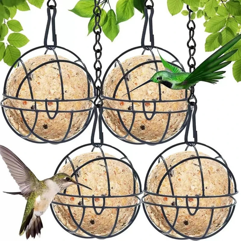 Metal Suet Ball Bird Feeder Hanging Fat Ball Cage for Wild Birds