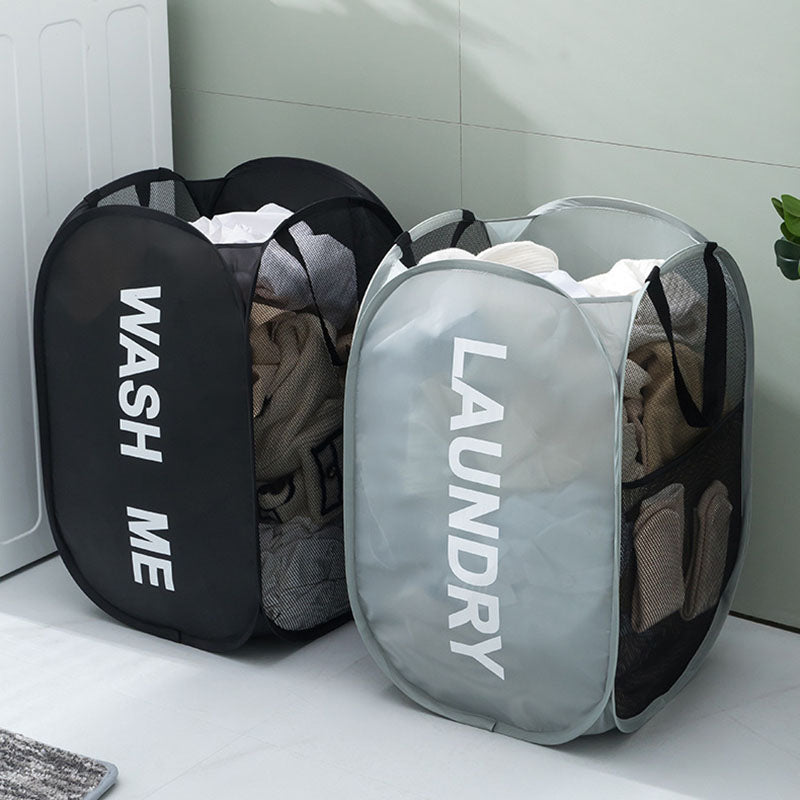 Extra Large Pop-Up Mesh Laundry Hamper, Foldable Breathable Basket