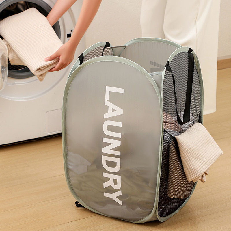 Extra Large Pop-Up Mesh Laundry Hamper, Foldable Breathable Basket