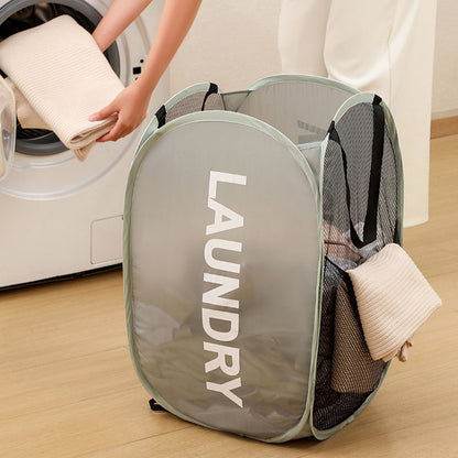 Extra Large Pop-Up Mesh Laundry Hamper, Foldable Breathable Basket