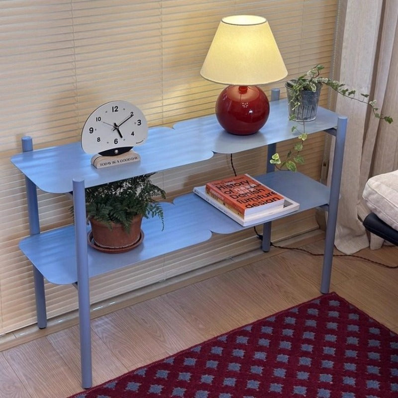 Scandinavian 2-Tier Metal Console Shelf for Living Room