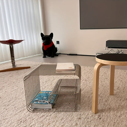 Curved Wire Side Table — Metal C-Shape Magazine Rack & Stand