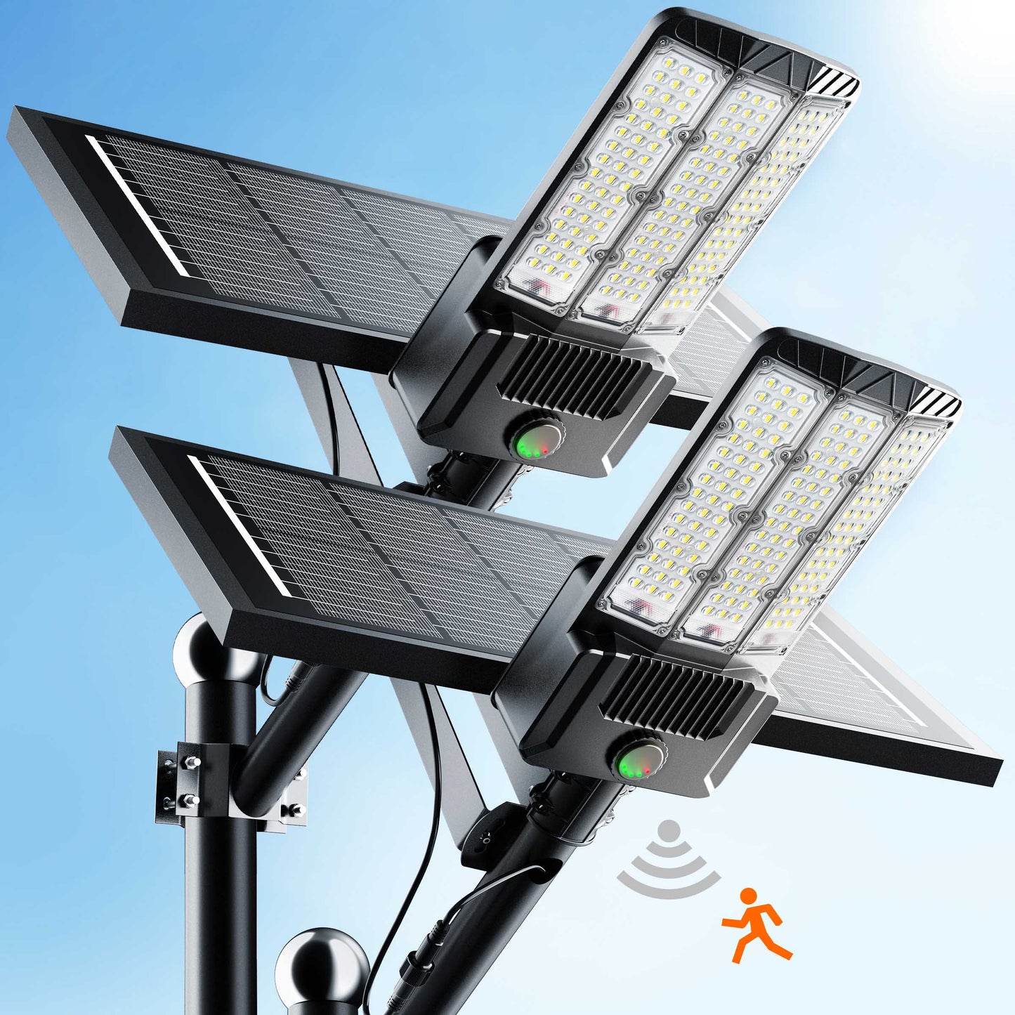 Solar Outdoor Area Lights, LED Motion Sensor 2-Pack
