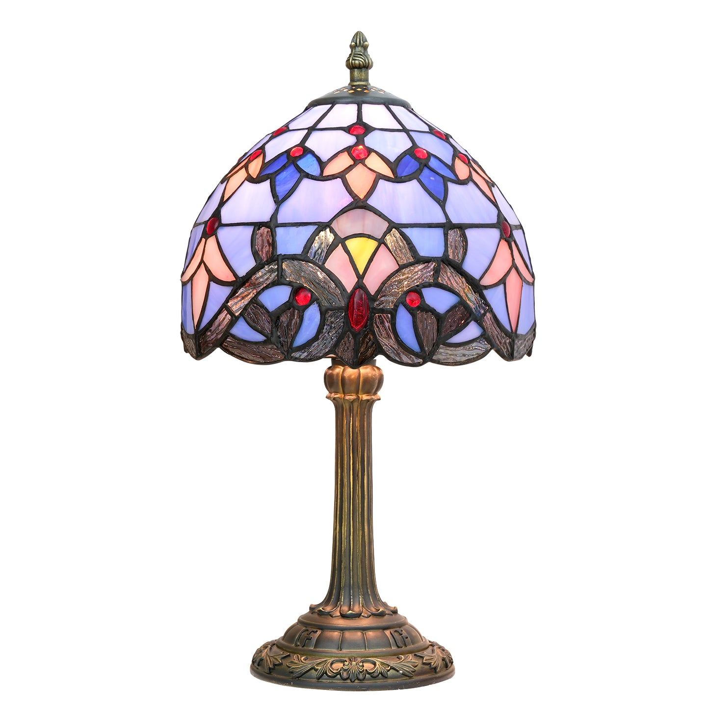 Stained Glass Table Lamp - Tiffany-Style Blue Bedside Desk Lamp