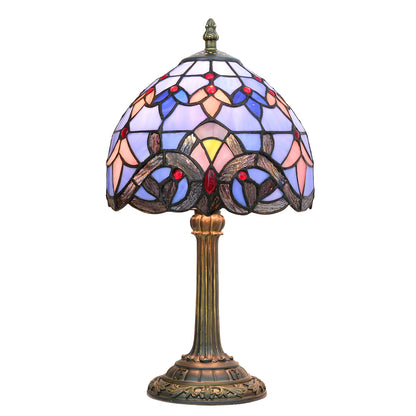 Stained Glass Table Lamp - Tiffany-Style Blue Bedside Desk Lamp