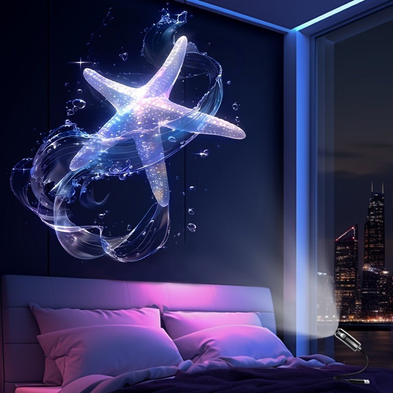 LED Galaxy Projector Light - USB Mood Lamp with Whale Patterns