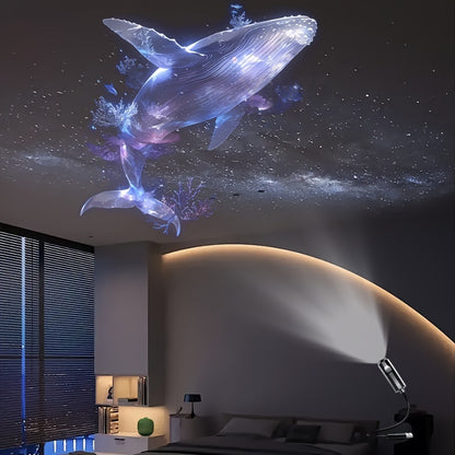 LED Galaxy Projector Light - USB Mood Lamp with Whale Patterns