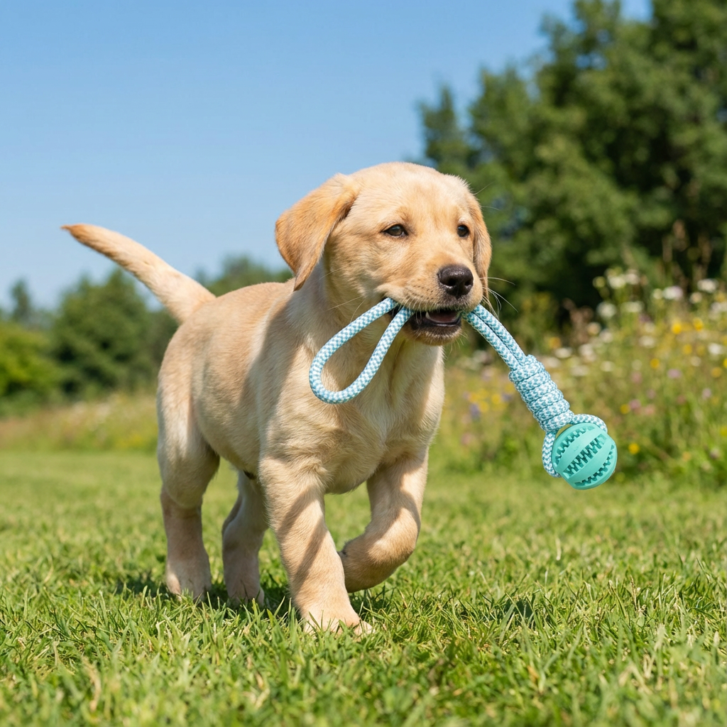 Dog Chew Ball with Cotton Rope, Treat-Dispensing Tug Toy for Dogs