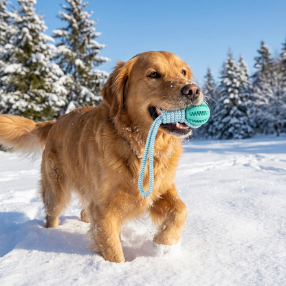 Dog Chew Ball with Cotton Rope, Treat-Dispensing Tug Toy for Dogs