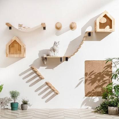 Wall-Mounted Cat Climbing Shelf 4-Step Stairway With Sisal