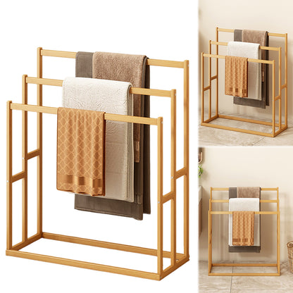 Freestanding Bamboo Towel Rack, 3-Tier Blanket Ladder Stand