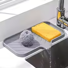 Silicone Sink Tray with Drain for Soap and Sponge Storage