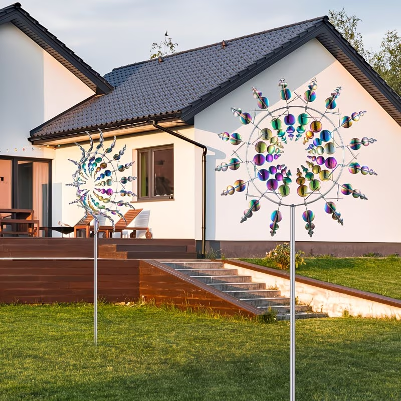 Metal Wind Spinner Kinetic Garden Windmill Yard Lawn Decor Stake