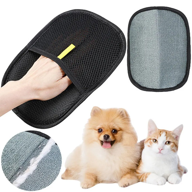 Pet Grooming Glove Hair Remover - Reusable Cat & Dog Fur Cleaning Mitt