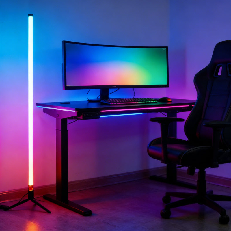 120cm RGB LED Corner Floor Lamp with Sound-Reactive Ambient Light