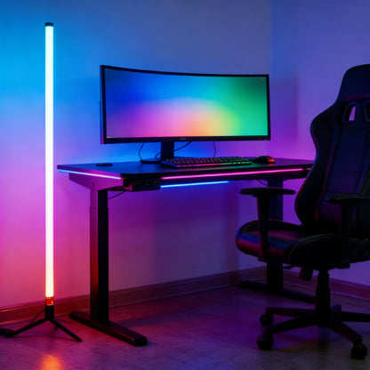 120cm RGB LED Corner Floor Lamp with Sound-Reactive Ambient Light