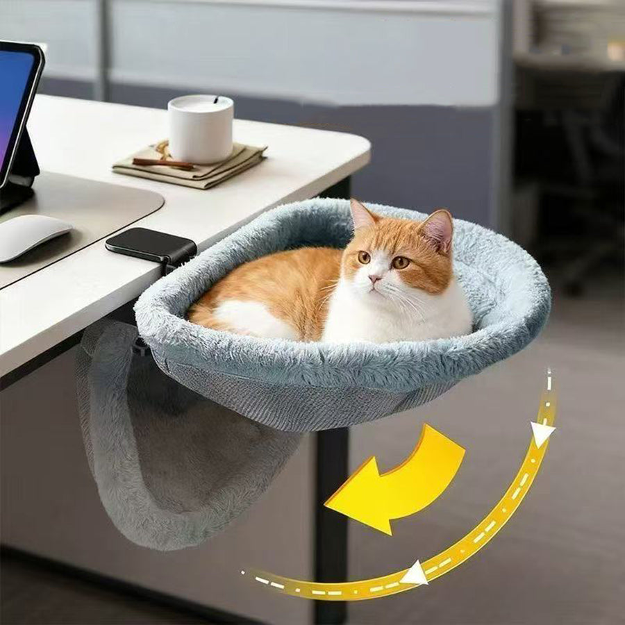 Foldable Clip-On Cat Bed for Desk, Space-Saving Pet Perch