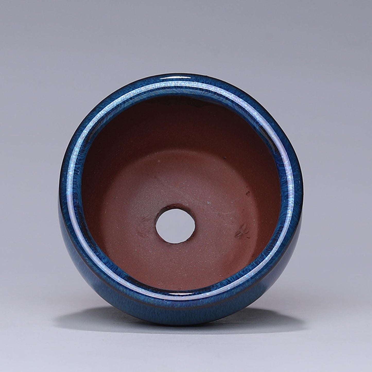 Blue Glazed Ceramic Succulent Pot - Small Indoor Planter w/ Drainage