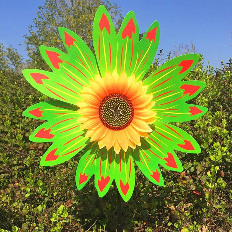 Sunflower Wind Spinner Garden Stake - Colorful Outdoor Pinwheel Decor