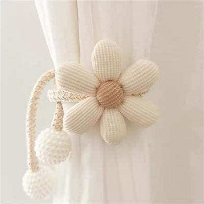 Daisy Flower Magnetic Curtain Tiebacks with Pearl Tassel (Set)