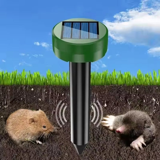 Solar Ultrasonic Pest Repeller - Outdoor Mole & Rodent Yard Stake