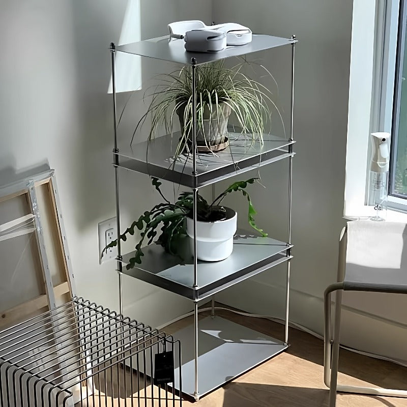 Modular Stainless Steel Shelf — Minimalist Stackable Cube Storage