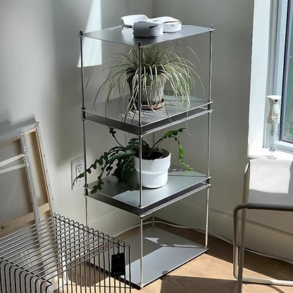 Modular Stainless Steel Shelf — Minimalist Stackable Cube Storage
