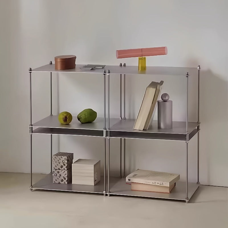 Modular Stainless Steel Shelf — Minimalist Stackable Cube Storage