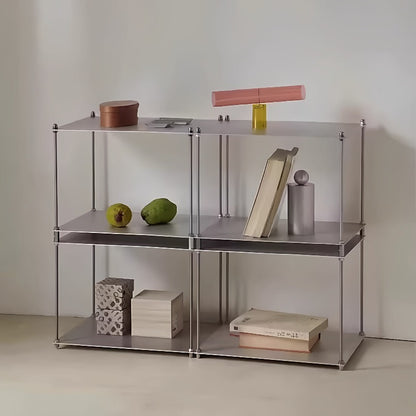 Modular Stainless Steel Shelf — Minimalist Stackable Cube Storage